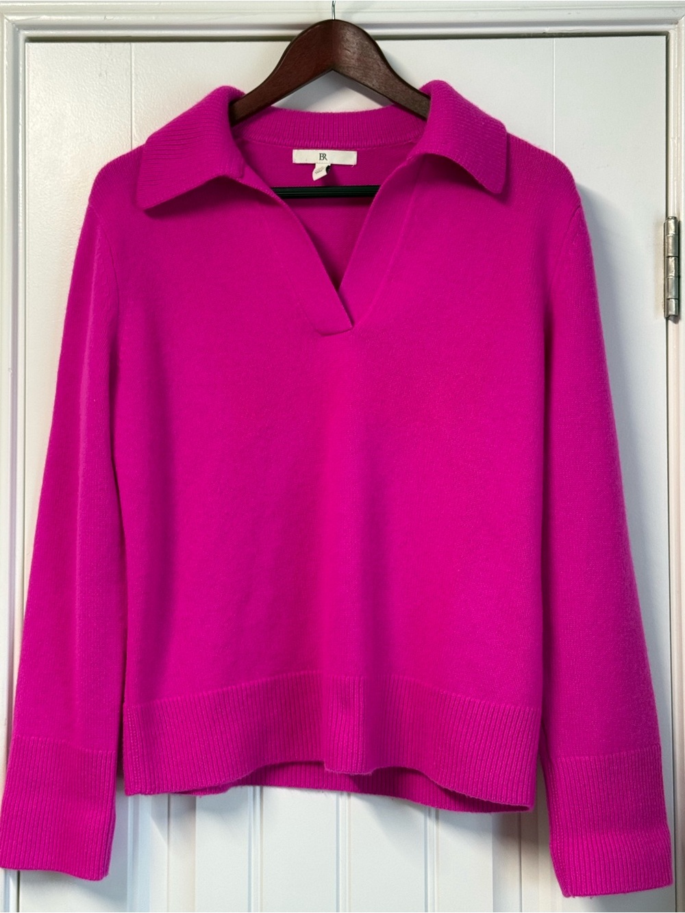 BANANA REPUBLIC Womens 100% Cashmere Rugby Polo Bright Pink Sweater - Size S